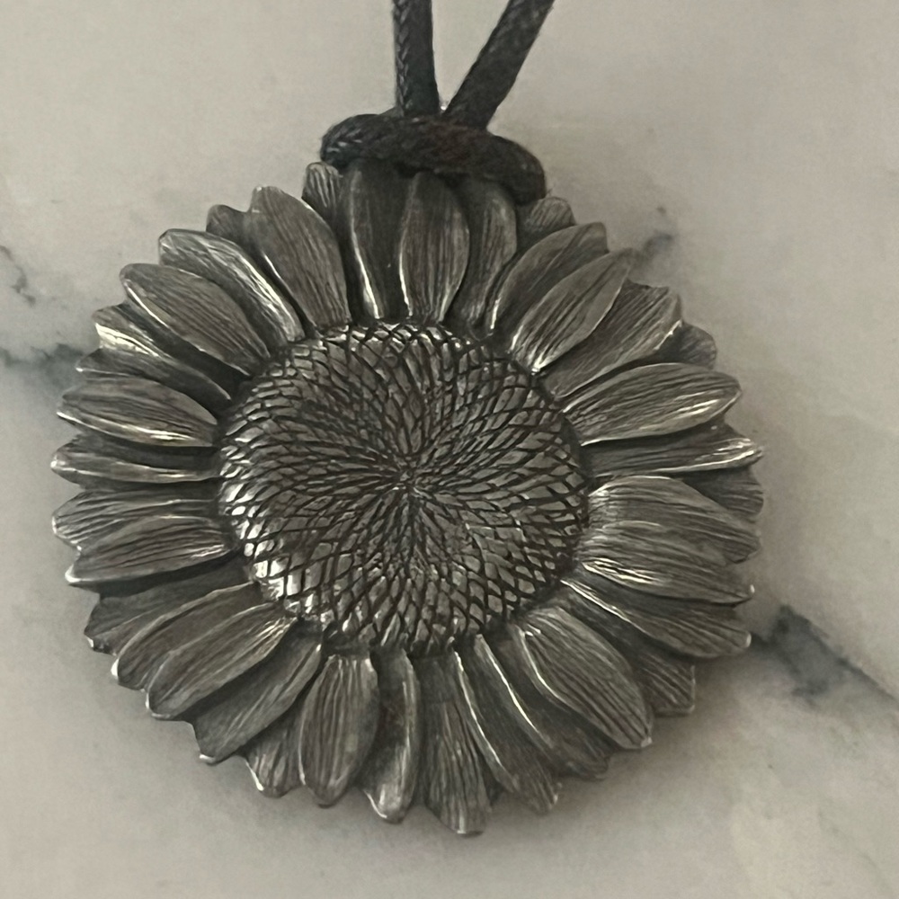 VINTAGE Danforth Pewter Sunflower Pendant Necklace